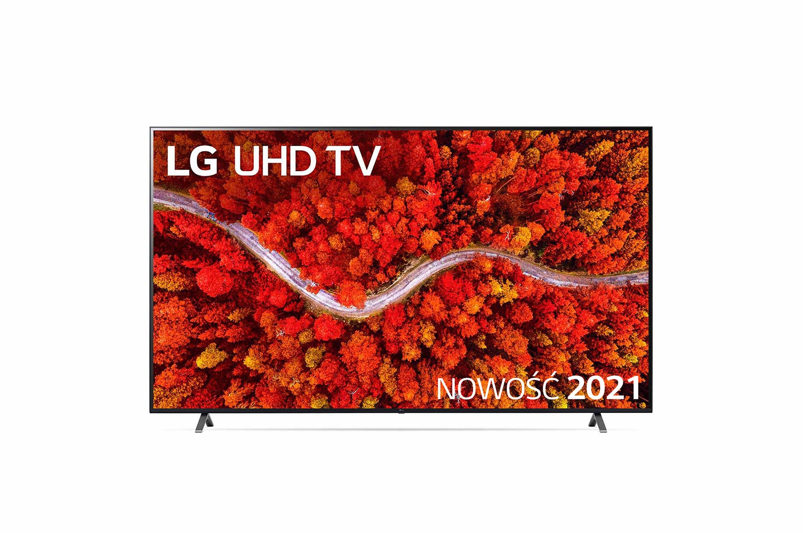 Telewizor LG 75” UHD 4K 2021 AI TV ze sztuczną inteligencją, DVB-T2/HEVC, 75UP8000 75UP80003LR - widok z przodu