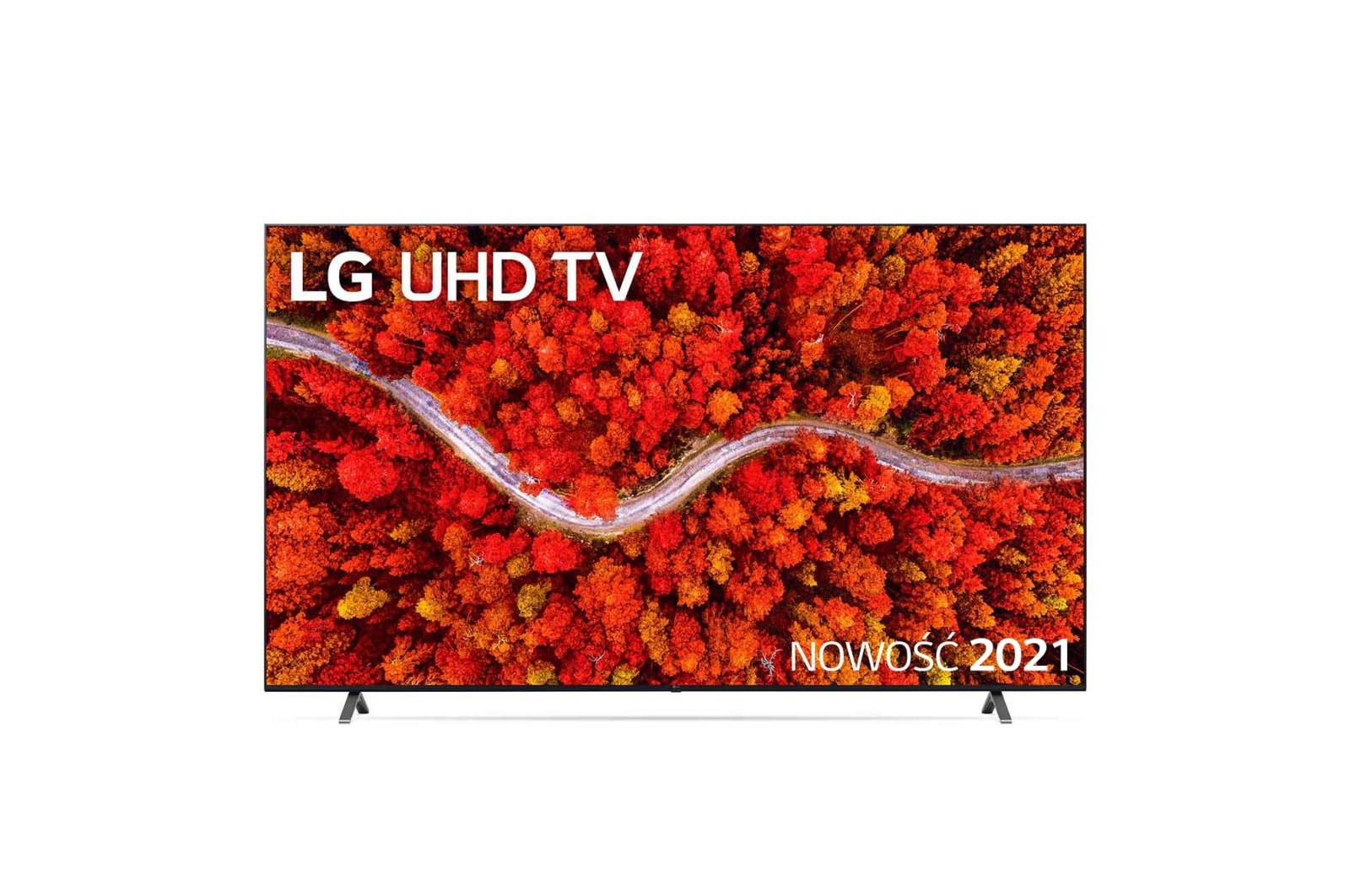 Telewizor LG 86” UHD 4K 2021 AI TV ze sztuczną inteligencją, DVB-T2/HEVC, 86UP8000 86UP80003LA - widok z przodu