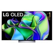 Widok z przodu telewizora LG OLED evo, napis Od 11 lat telewizor OLED nr 1 na świecie oraz soundbar pod spodem. 