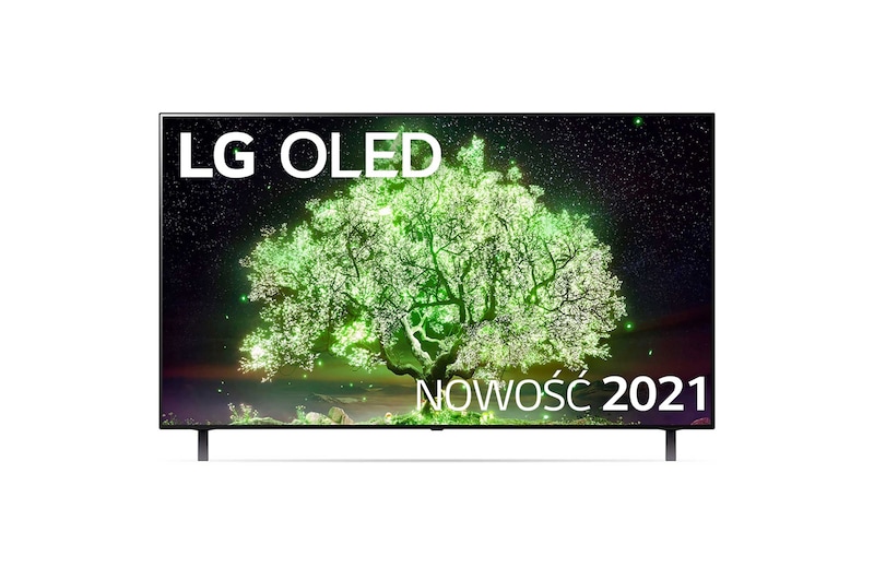 Front view of Telewizor LG 55” OLED 4K 2021 AI TV ze sztuczną inteligencją, DVB-T2/HEVC, OLED55A1 OLED55A13LA