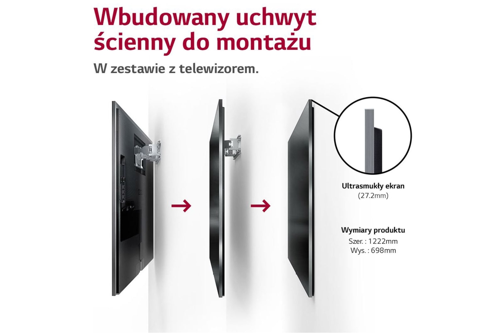 LG Telewizor LG 55” OLED evo Gallery 4K ze sztuczną inteligencją, Cinema HDR, Smart TV, 120Hz, DVB-T2/HEVC, OLED55G2, OLED55G23LA