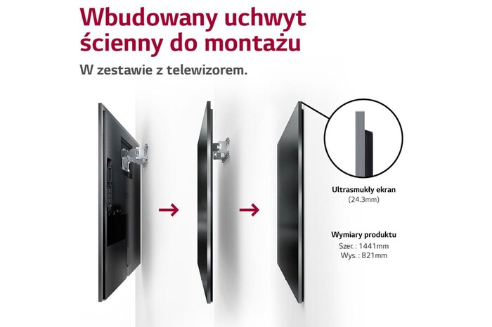 LG Telewizor LG 65” OLED evo Gallery 4K ze sztuczną inteligencją, Cinema HDR, Smart TV, 120Hz, DVB-T2/HEVC, OLED65G2, OLED65G23LA