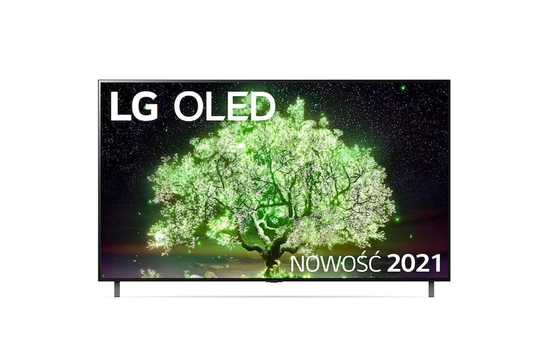Front view of Telewizor LG 77” OLED 4K 2021 AI TV ze sztuczną inteligencją, DVB-T2/HEVC, OLED77A1 OLED77A13LA