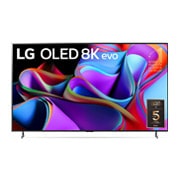 Widok od przodu telewizora LG OLED 8K evo, napis Od 11 lat telewizor OLED nr 1 na świecie, i logo 5-letniej gwarancji na matrycę