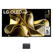Widok z przodu z telewizorem LG OLED M3 i modułem Zero Connect poniżej, symbol 11 Years World No.1 OLED evo