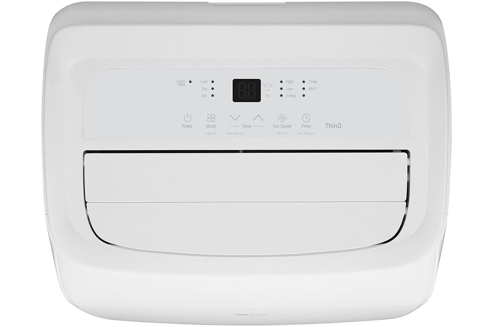Panel sterowania i wyświetlacz LED na górze przenośnego klimatyzatora LG 2,64kW P9NC09TSED0.