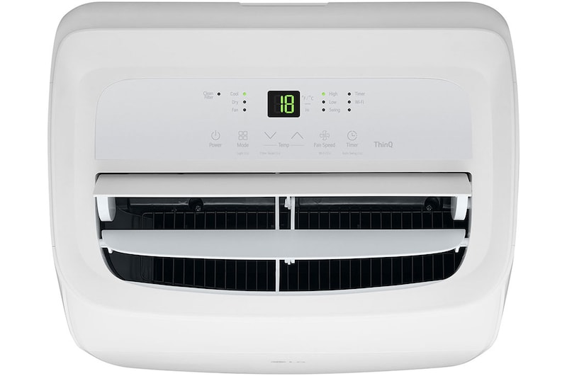 Górny wylot powietrza z widocznymi kratkami nawiewu w przenośnym klimatyzatorze LG 2,64kW P9NC09TSED0.