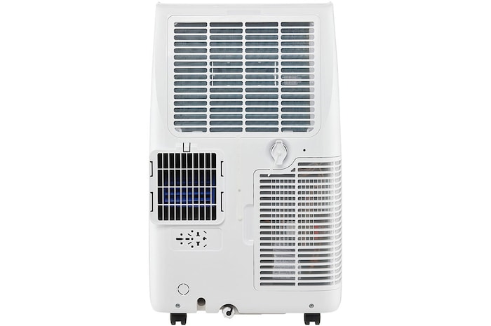 Tylny panel z kratkami wentylacyjnymi i komponentami przenośnego klimatyzatora LG 2,64kW P9NC09TSED0.