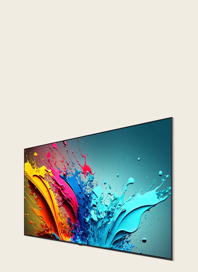Ekran LG QNED85 wyposażony w kolorową grafikę.