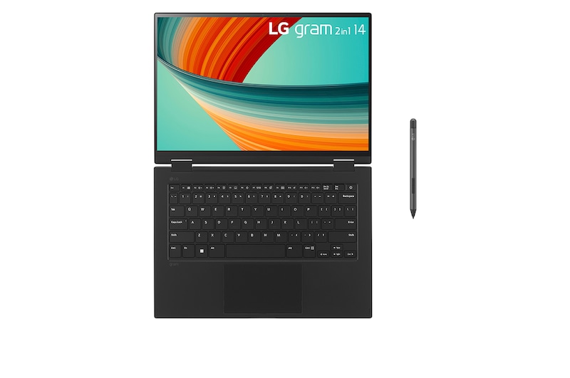 LG Laptop LG gram 2in1 14'' 2023 z dotykowym ekranem 16:10, Windows 11 Home, SSD 512GB M.2(NVME), 16GB, Intel Evo z procesorem Intel® Core™ i5 13. generacji, 14T90R, kolor czarny, 14T90R-G.AA55Y