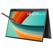 LG Laptop LG gram 2in1 14'' 2023 z dotykowym ekranem 16:10, Windows 11 Home, SSD 512GB M.2(NVME), 16GB, Intel Evo z procesorem Intel® Core™ i5 13. generacji, 14T90R, kolor czarny, 14T90R-G.AA55Y