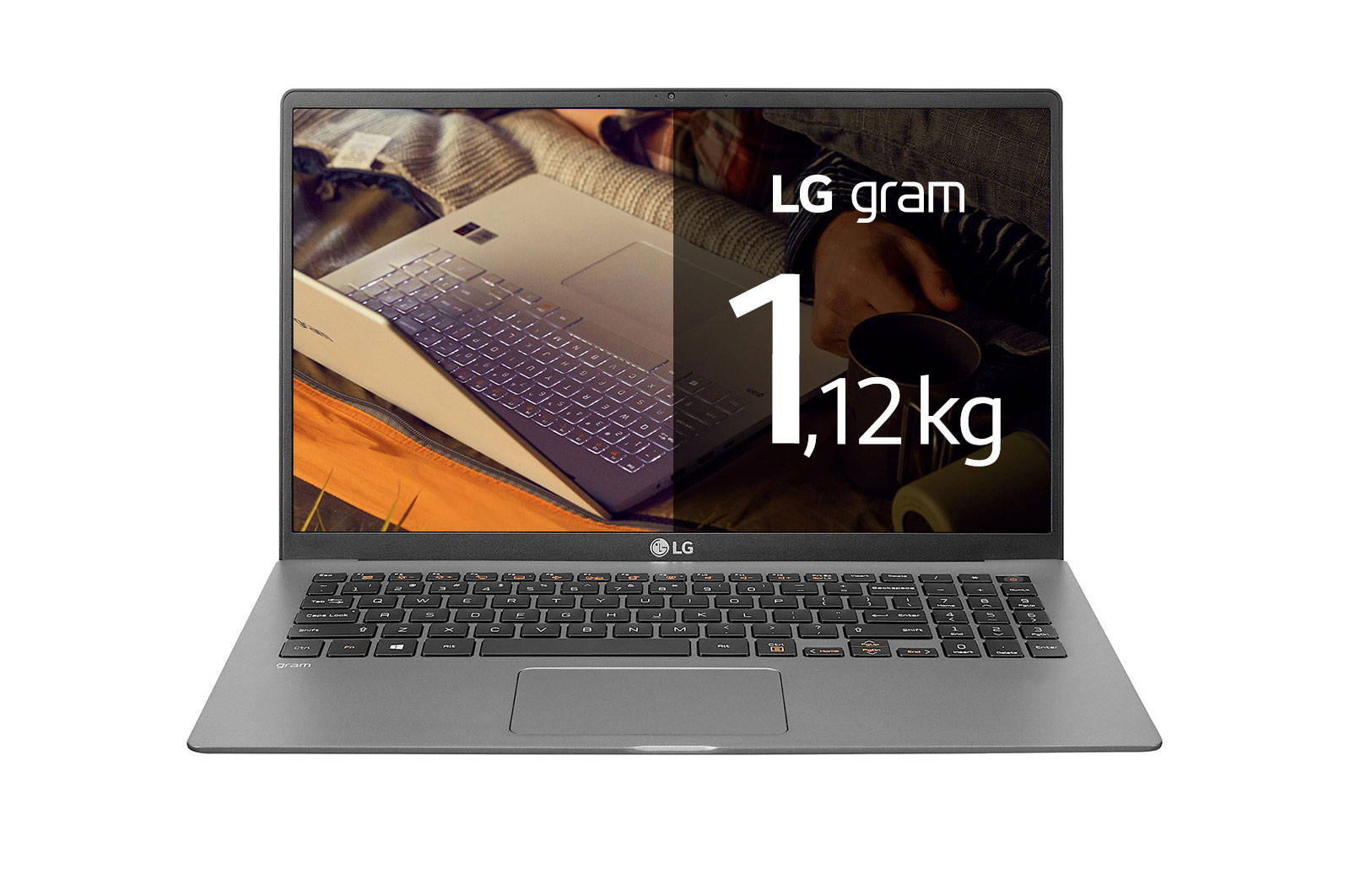 Ultrabook LG gram 15,6&#34; 2020, Srebrny, SSD 256GB, Waga 1120g, Procesor Intel 10. Generacji 15Z90N-V 15Z90N-V-Silver - widok z przodu