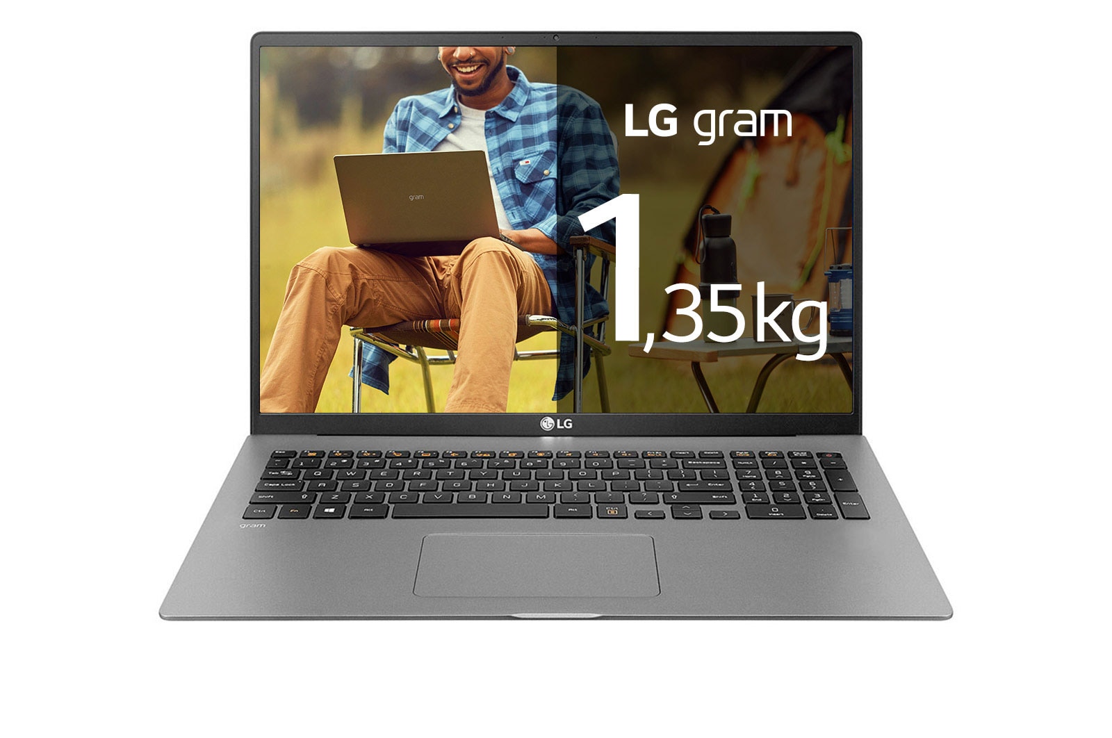 Ultrabook LG gram 17&#34; 2020, Srebrny, SSD 512GB, Waga 1350g, Procesor Intel 10. Generacji 17Z90N-V 17Z90N-V - widok z przodu