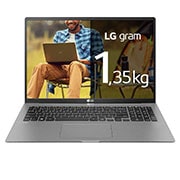 Ultrabook LG gram 17&#34; 2020, Srebrny, SSD 512GB, Waga 1350g, Procesor Intel 10. Generacji 17Z90N-V 17Z90N-V - widok z przodu
