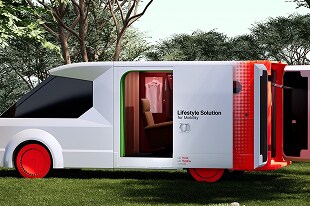 Mobilne rozwiązanie stylu życia od LG z otwartymi drzwiami.