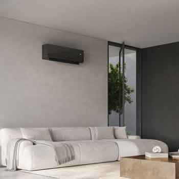 Nowoczesny salon z klimatyzatorem LG na ścianie