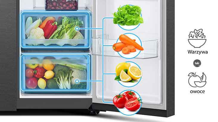 I due cassetti del frigo possono contenere generalmente 2 tipi di alimenti, frutta e verdura.