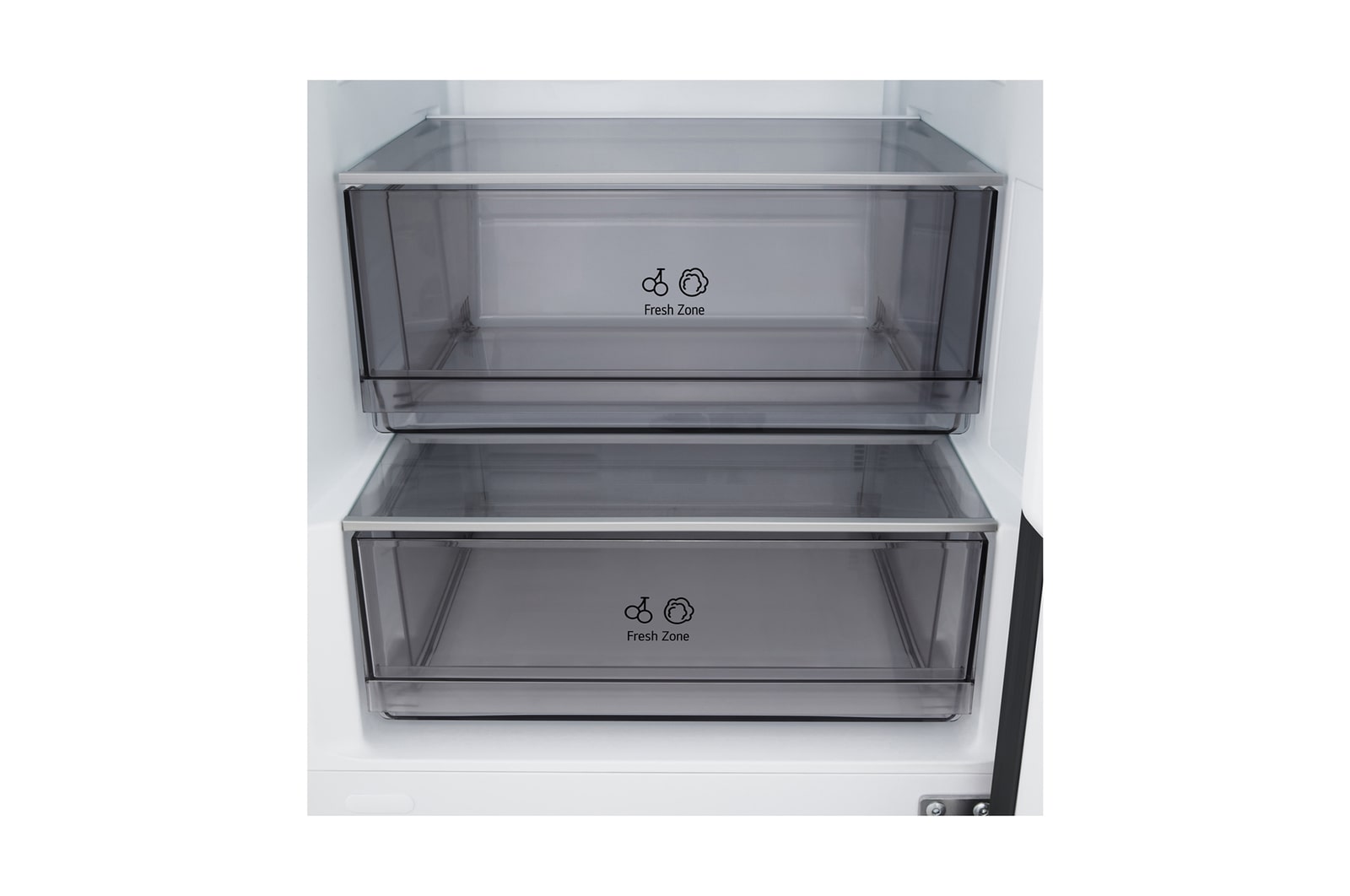 Widok z przodu na lodówkę z zamrażarką LG (gbbsj11dep), przedstawiający otwór wentylacyjny DoorCooling+™