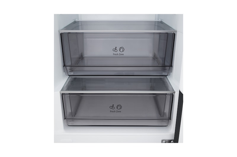 Widok z przodu na lodówkę z zamrażarką LG (gbbsj11dep), przedstawiający otwór wentylacyjny DoorCooling+™