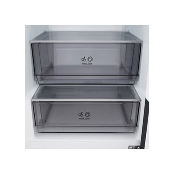 Widok z przodu na lodówkę z zamrażarką LG (gbbsj11dep), przedstawiający otwór wentylacyjny DoorCooling+™