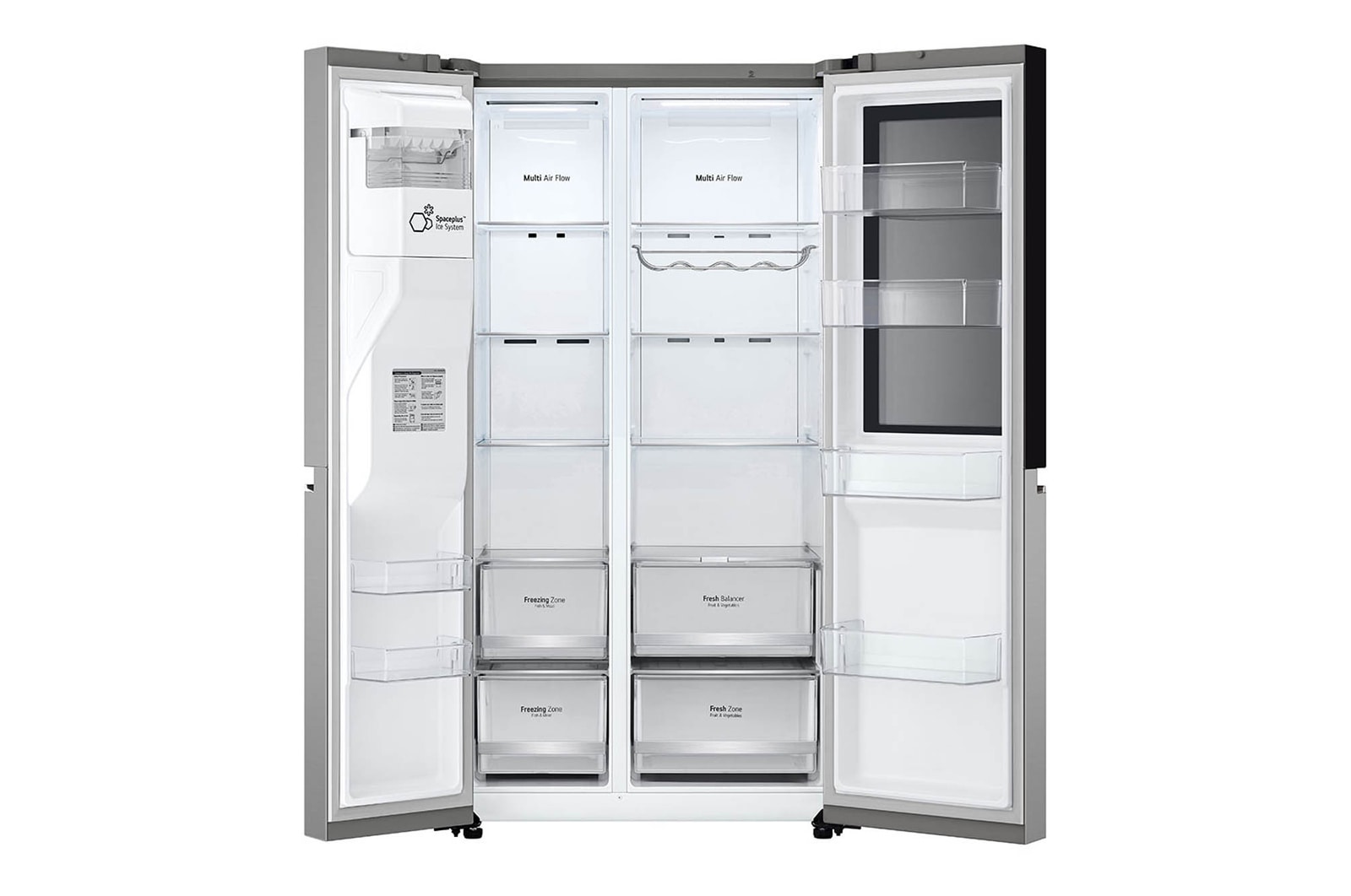 LG Lodówka LG side by side | Srebrny | Szyba InstaView| 635 L | Klasa E | ThinQ| DoorCooling+ | Kostkarka | Total No Frost | GSGV80PYLL, GSGV80PYLL