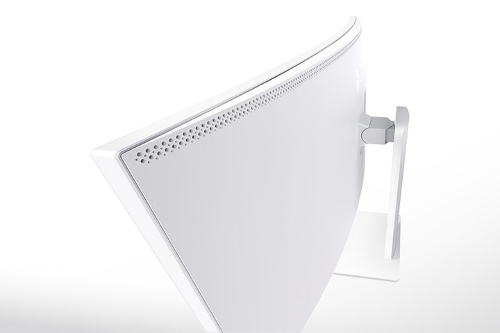 Widok monitora UltraFine z boku na białym tle