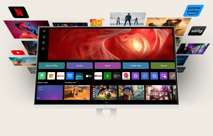 Zdjęcie przedstawiające różne treści w systemie WebOS.