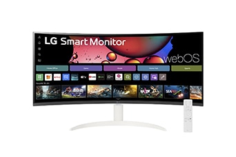 Na zdjęciu miniaturka 34-calowego monitora LG Smart Monitor.