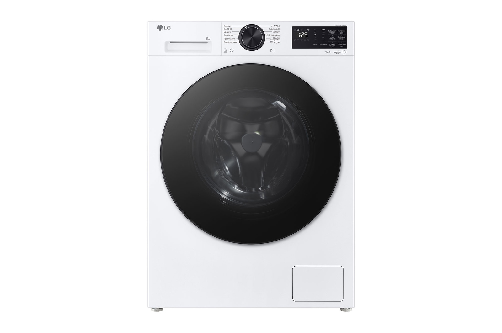Front view of 9kg Front Loading Washing Machine White - Energy Saving, AI DD, Auto Dispense f2x50s9tlb