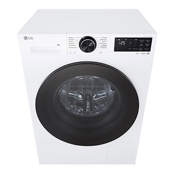 An image showing a washing machine in the living room with an A rating for energy efficiency next to it, consuming 30% less electricity