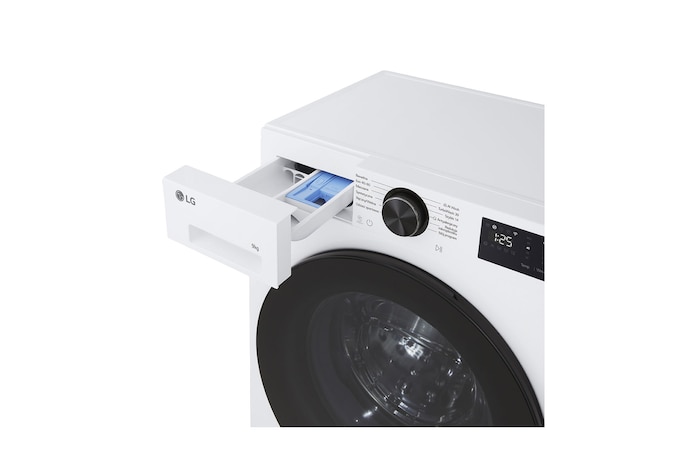 LG front load washing machine detecting the shirts in a laundry room