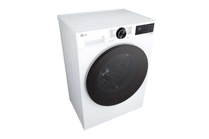 Interior shot featuring LG front load washing machine