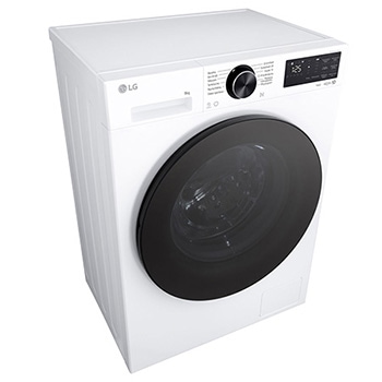 Interior shot featuring LG front load washing machine