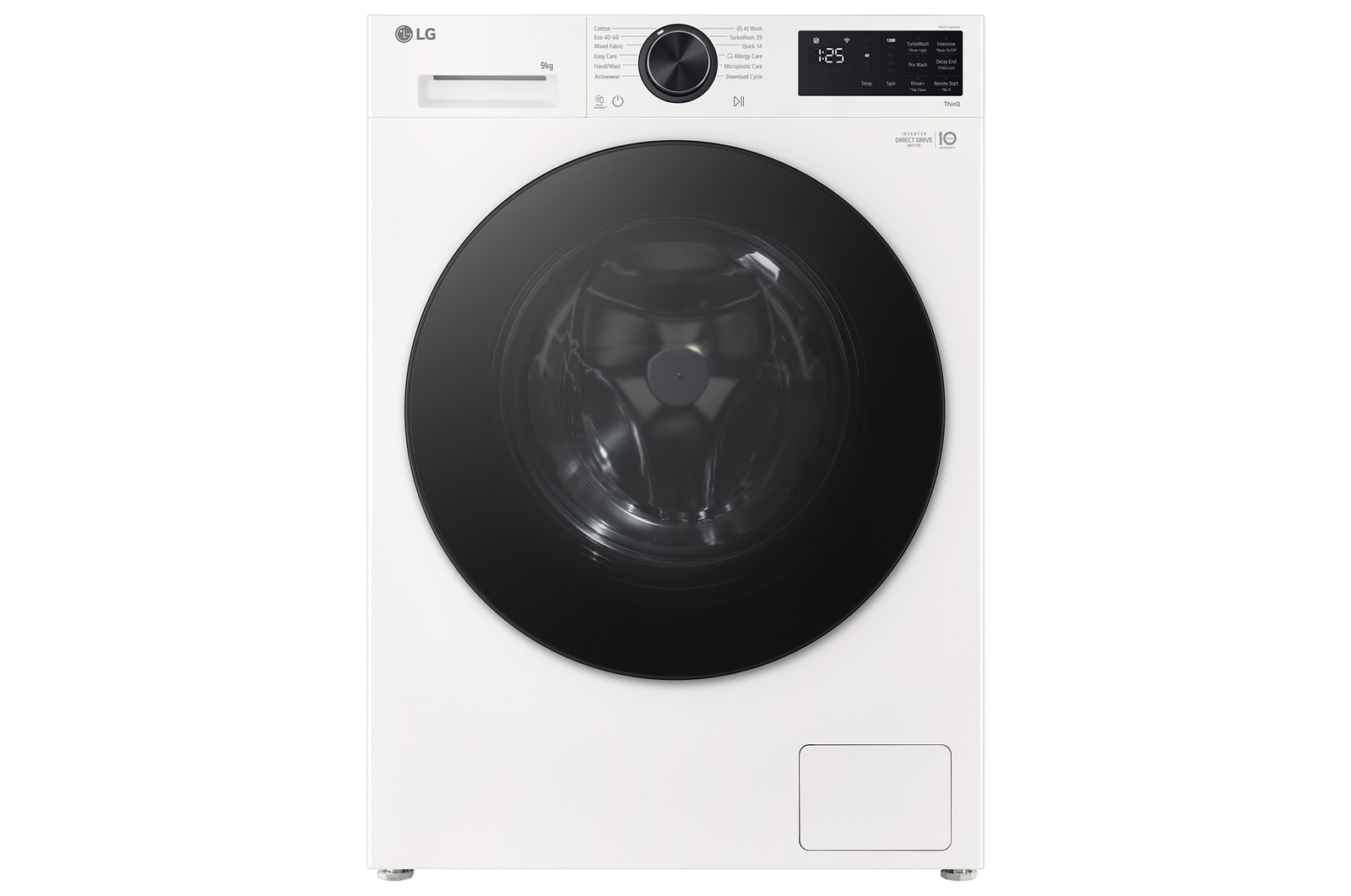 Front view of 9kg Front Loading Washing Machine White - Energy Saving, AI DD, Auto Dispense F2X50S9THB