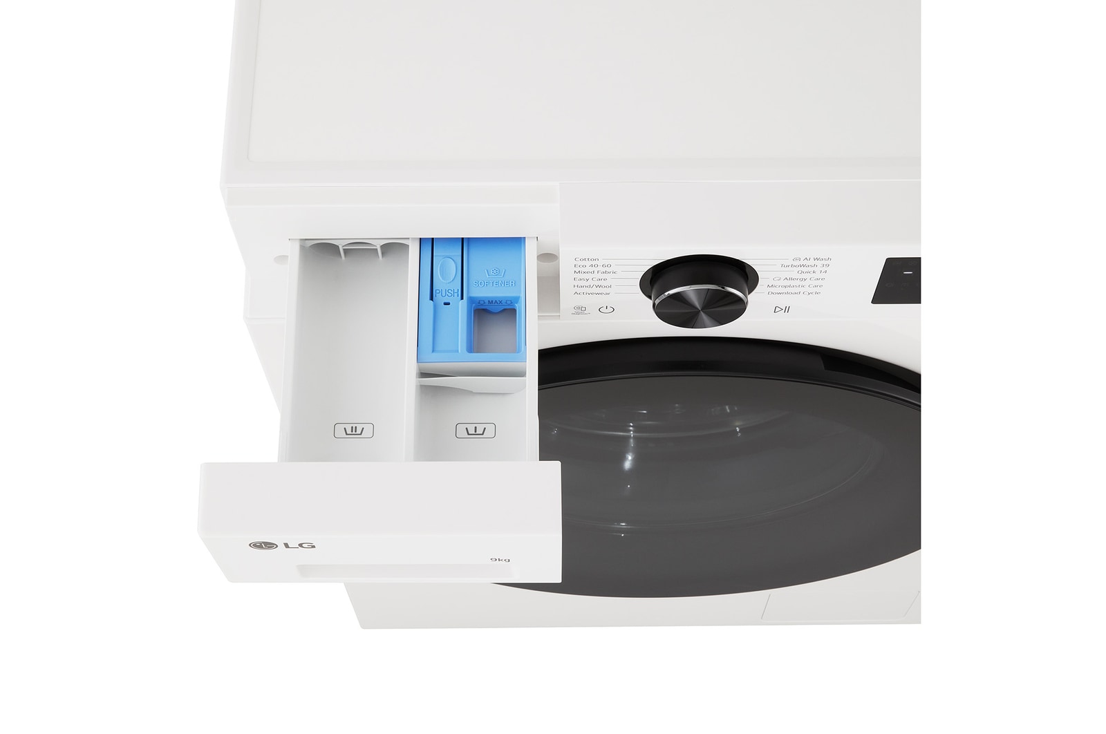 Detailed view of the detergent drawer
