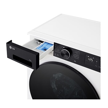 LG front load washing machine detecting the shirts in a laundry room