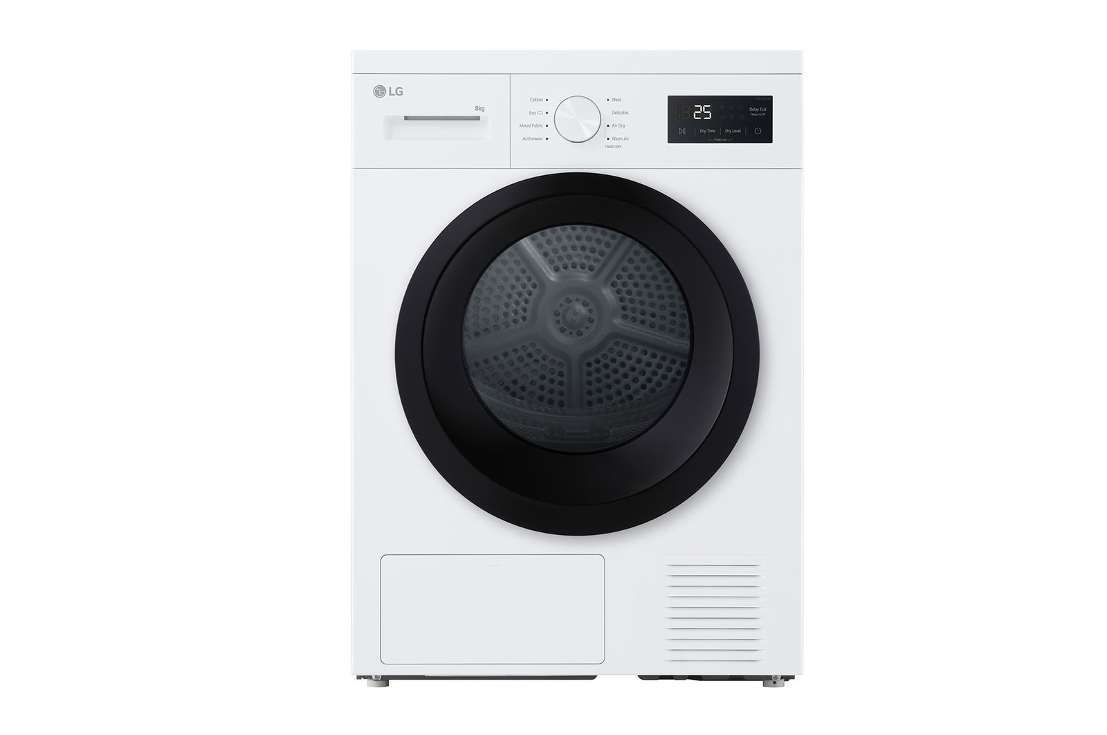 Front view of Suszarka LG I Biała I 8kg załadunek I Zdejmowany blat I Funkcje antyalergiczne RHA1008NWK
