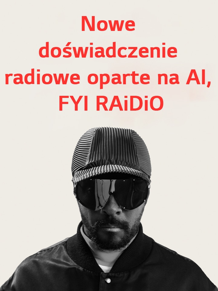 will.i.am na czarno-białym zdjęciu z tytułem umieszczonym obok.