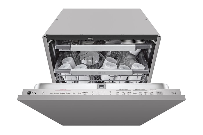 Front view of 14 Place Setting TrueSteam™ Full Size Integrated Dishwasher (DB476TXS)