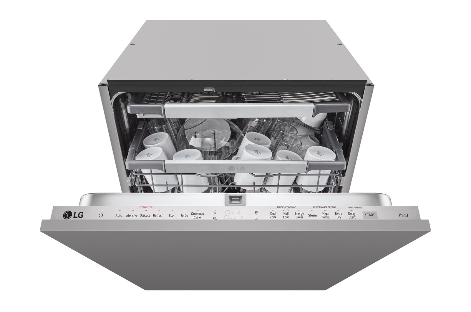 Front view of 14 Place Setting TrueSteam™ Full Size Integrated Dishwasher (DB476TXS)