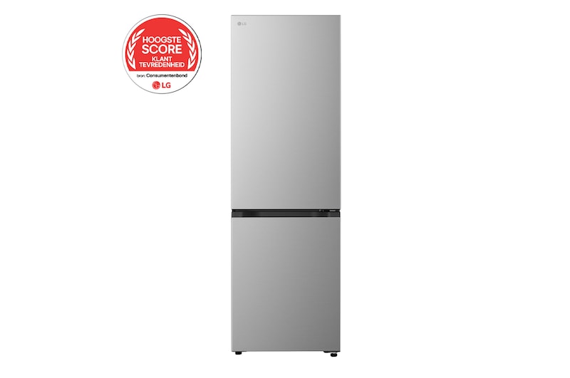 Vooraanzicht van 375L Koel-vriescombinatie ZIlver | ThinQ | DoorCooling+™ | Multi Air Flow | LG NL GBBSJ10DPY