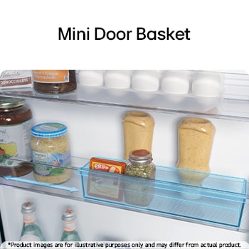 Close-up LG-koelkast met vriesvak (gbbs726cpy) van wijnrek met vier flessen en een doos makarons met rekontwerp uitvergroot in een ronde afbeelding