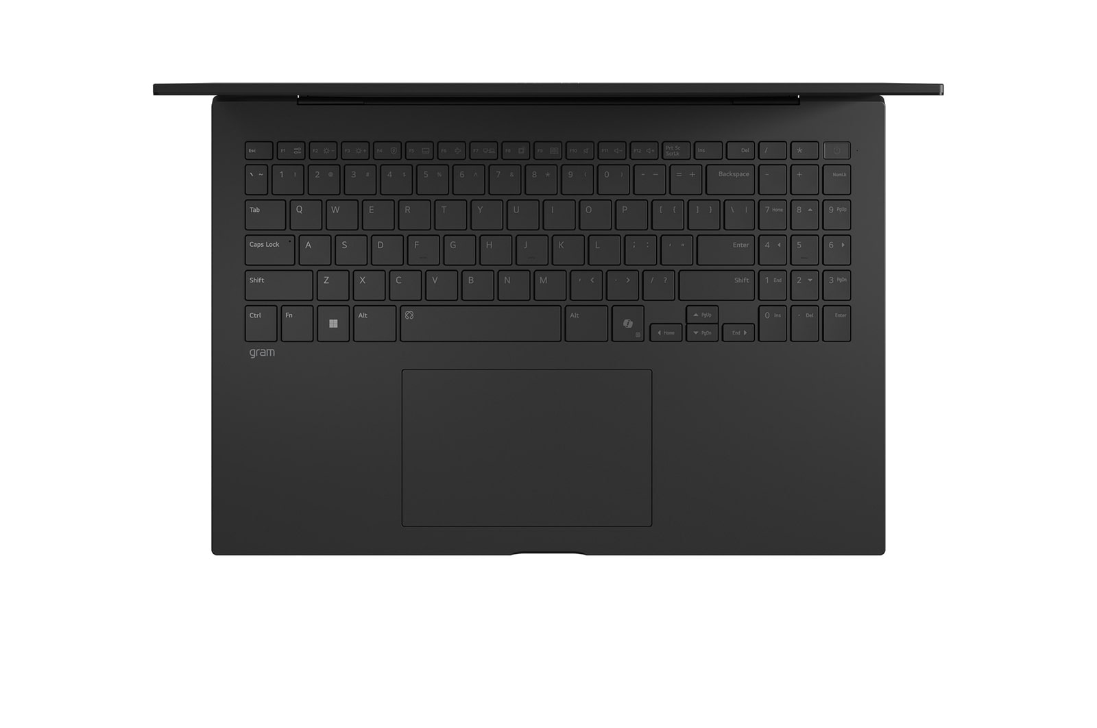 Top-down view of keyboard