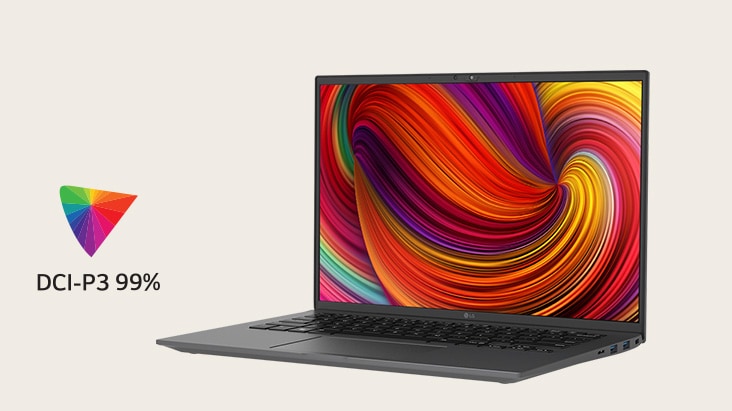 The image shows DCI-P3 99% wide color gamut.	