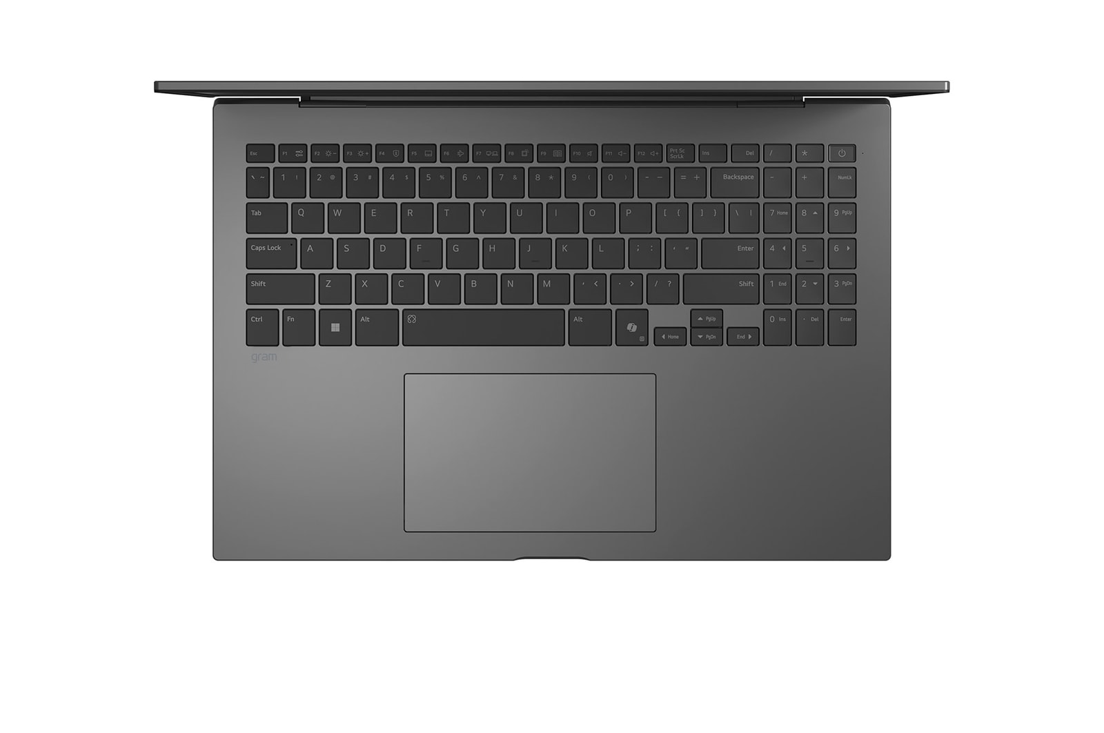 Top-down view of keyboard