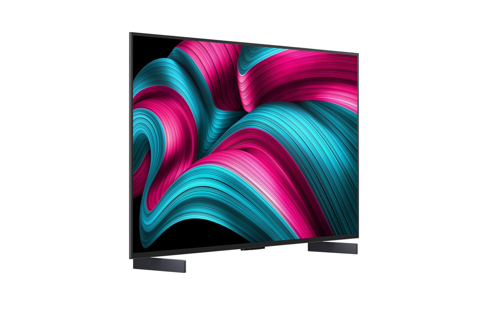 Vista en ligero ángulo del televisor LG OLED evo AI C5 4K Smart TV.