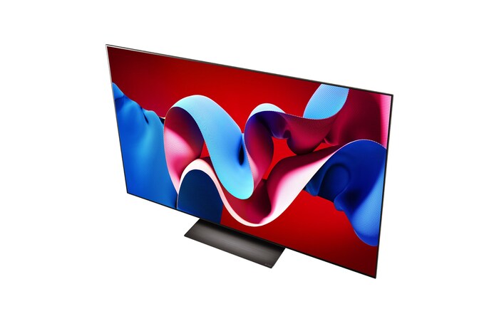 Vista inclinada de cima da LG OLED evo TV, OLED C4