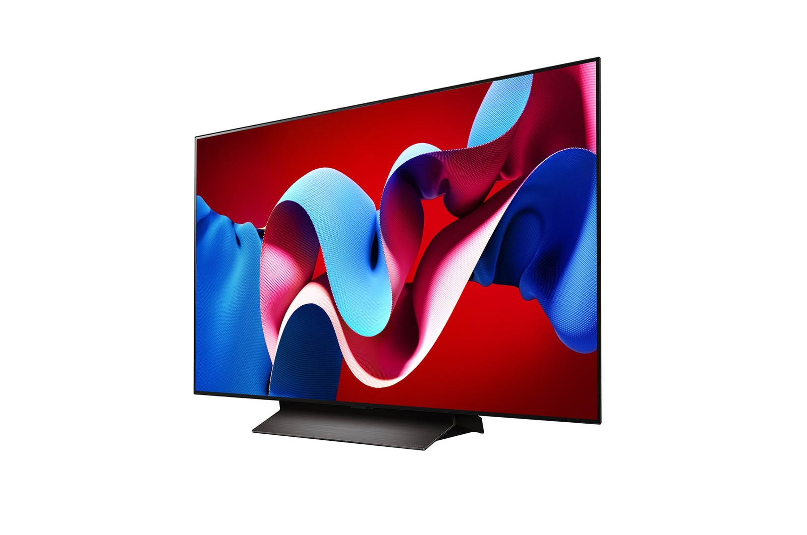 Vista lateral esquerda ligeiramente inclinada da LG OLED evo TV, OLED C4