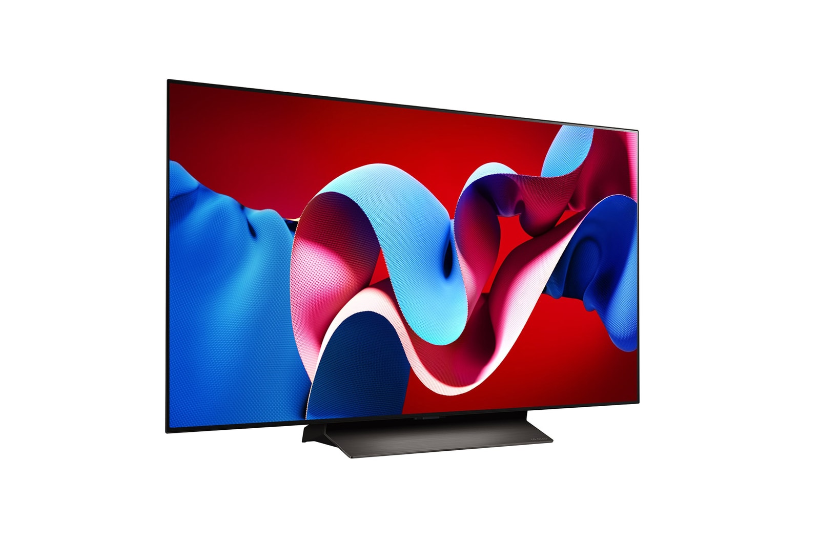 Vista lateral direita ligeiramente inclinada da LG OLED evo TV, OLED C4