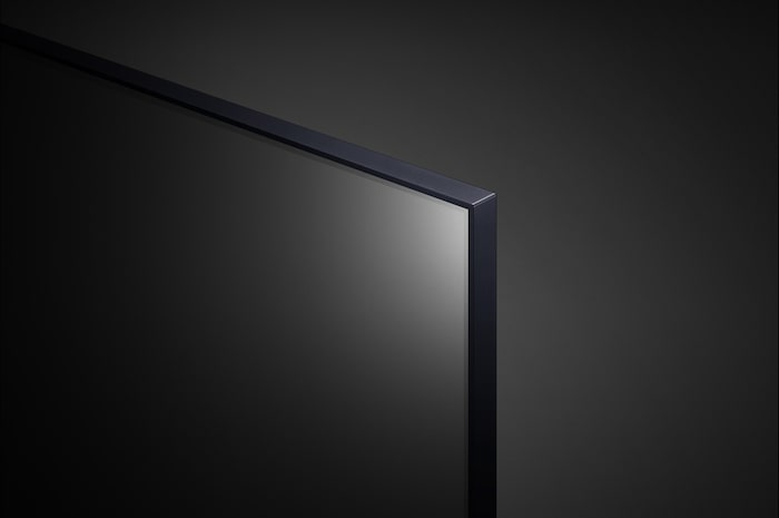 Imagem aproximada da borda superior da LG UHD TV, UT80